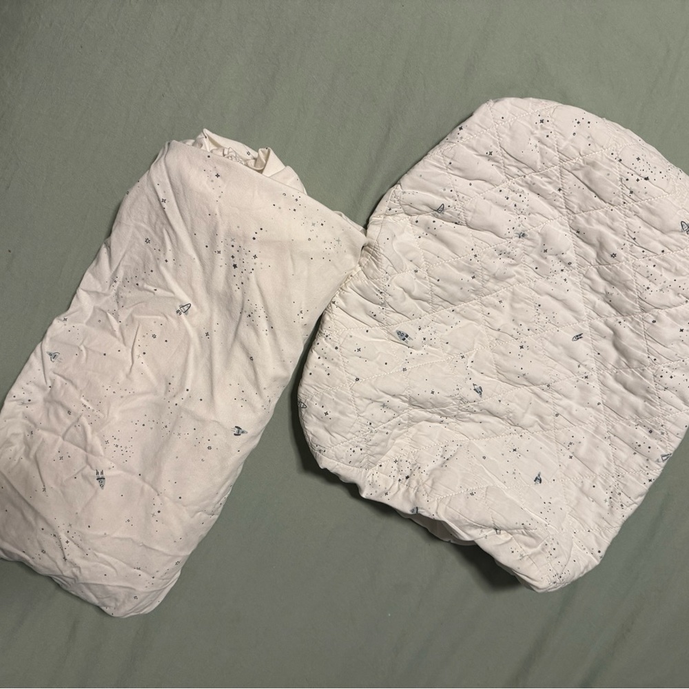 Pehr Crib Sheet and Changing Pad Cover. Rocketship design.